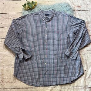 Ralph Lauren Blue Pink Plaid Classic Button Down Shirt sz 4XLT